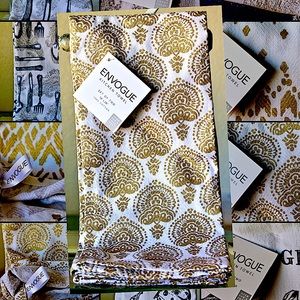 ENVOGUE KITCHEN TOWEL SET OF TWO GOLD DESIGN